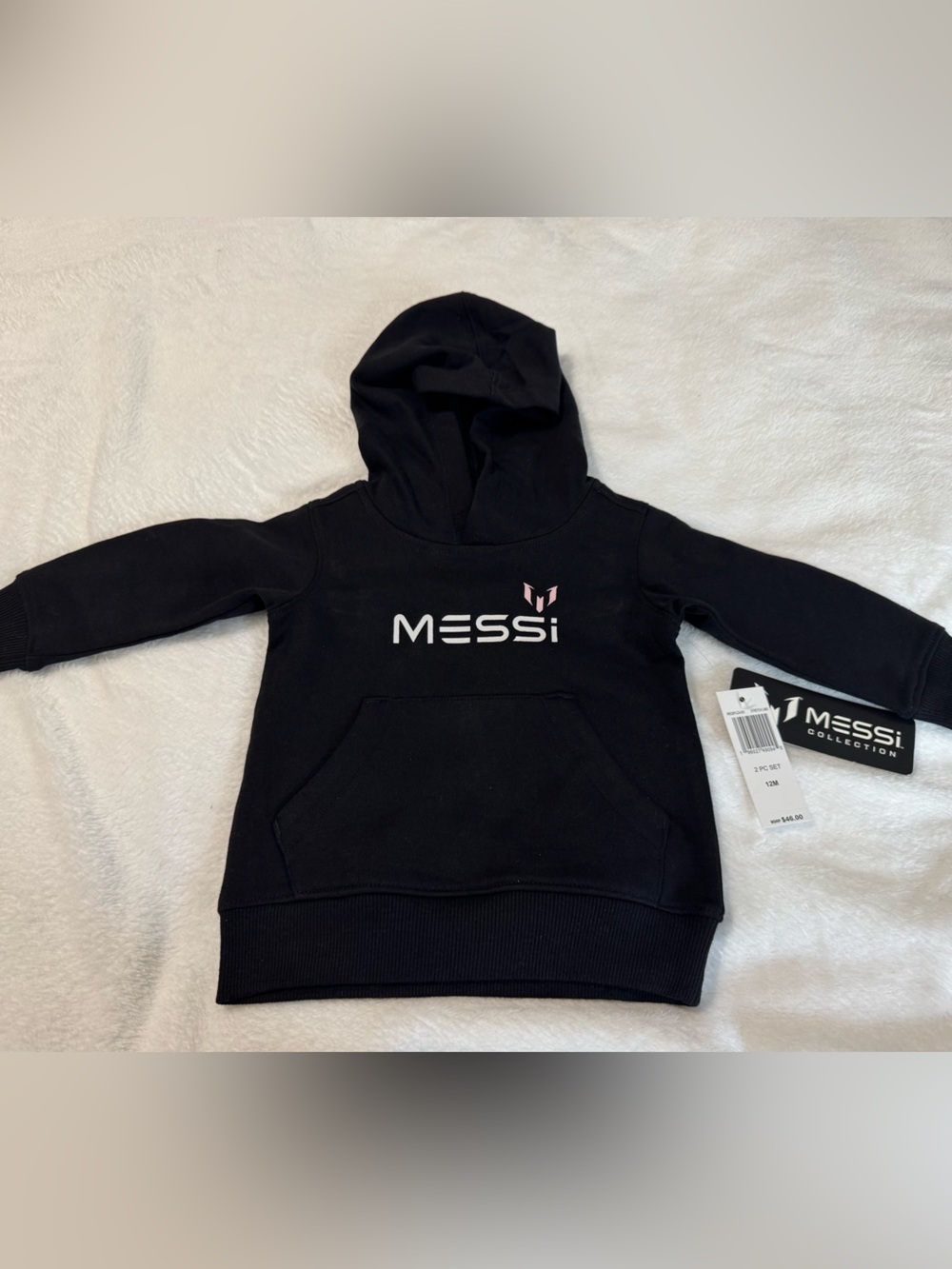 Messi 2PC Black Hoodie and Sweatpants Size 12M - Picture 2 of 8